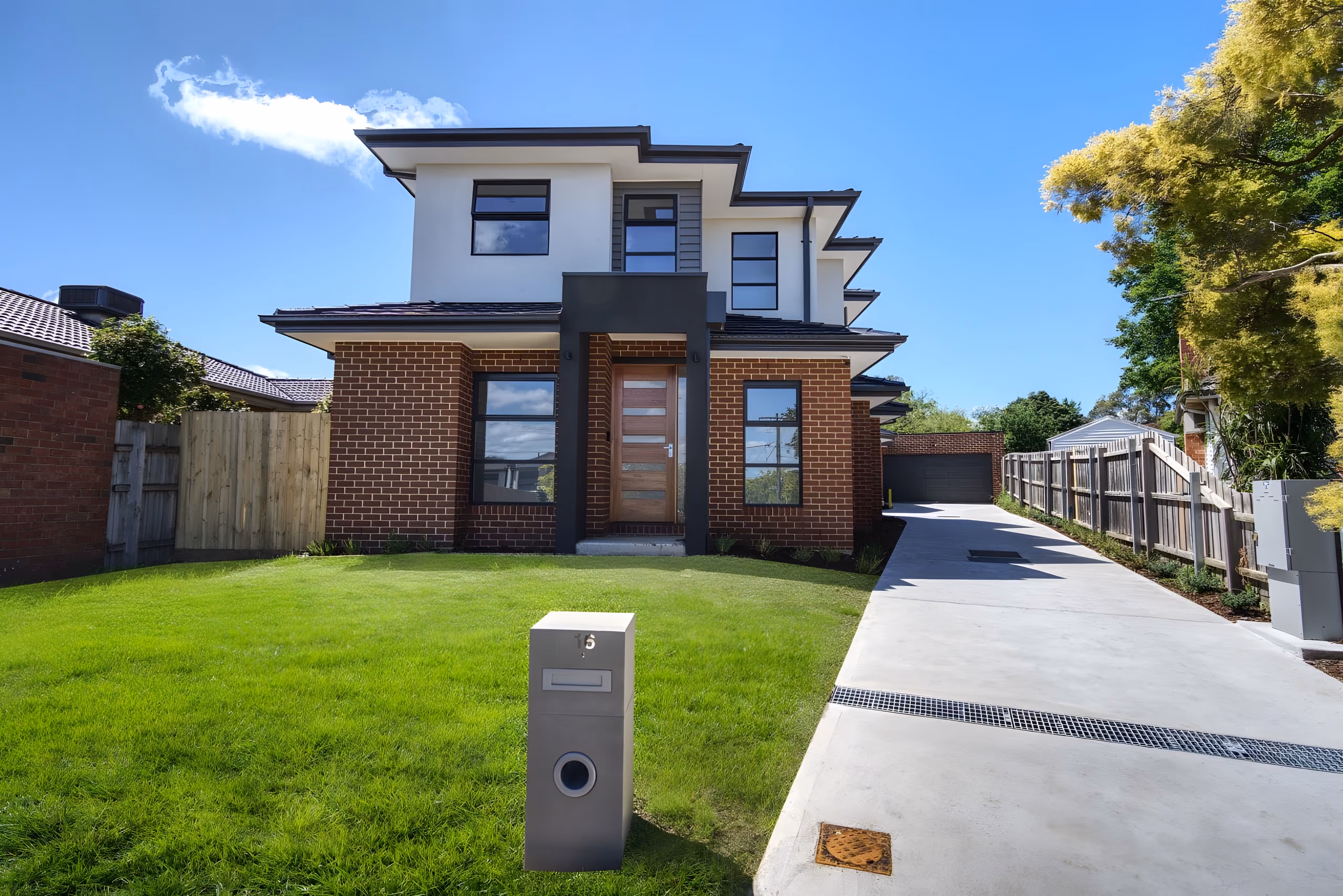 Ashfield townhouses with a landscaped front