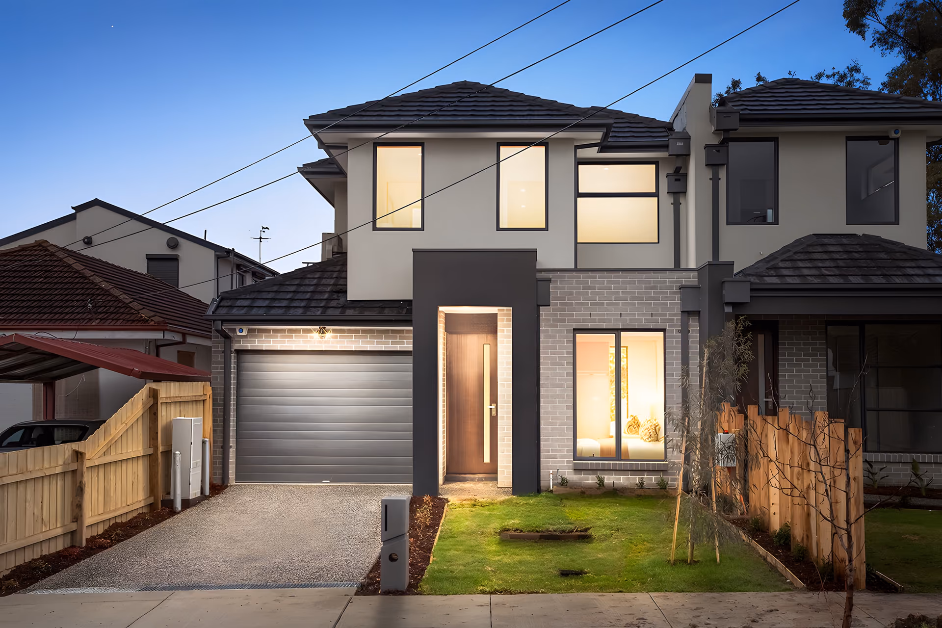 Terrigal Street townhouse at dusk